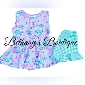 Under The Sea Heart-Back Peplum shorts set